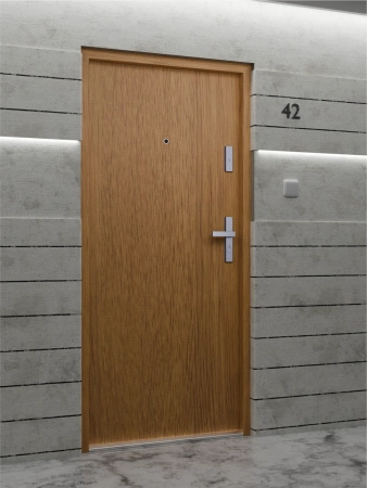 Drzwi wewnątrzklatkowe antywłamaniowe RC3 z Certyfikatem akustyczne wyciszające 47 dB 55 mm stalowe gładkie z klamką inox srebrną winchester G00