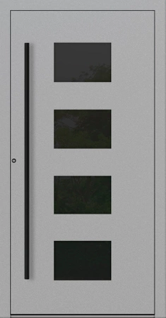 Drzwi zewnętrzne wejściowe domu aluminiowe na wymiar 90mm RC2 pochwyt/antaba Premium KOBBE energooszczędne RAL na zamówienie szare M311