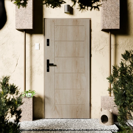 Basic Black CK drzwi zewnętrzne 72 mm z klamką czarną energooszczędne Ud-1.3 bez szyby pełne Program Czyste Powietrze