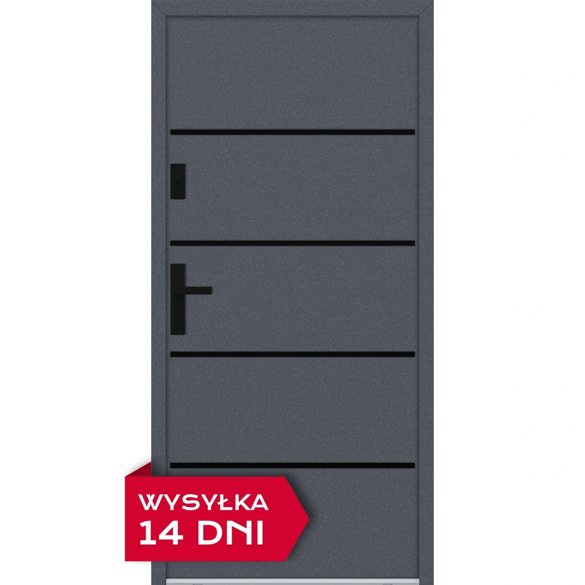 Drzwi zewnętrzne do domu stalowo aluminiowe 68 mm z czarnymi okuciami ATU68 wiele kolorów Program Czyste Powietrze M522