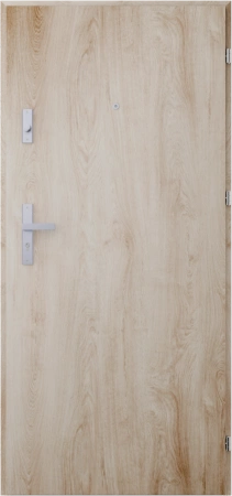 Drzwi wewnątrzklatkowe antywłamaniowe RC3 z Certyfikatem akustyczne wyciszające 47 dB 55 mm stalowe gładkie z klamką inox srebrną dąb turner G00