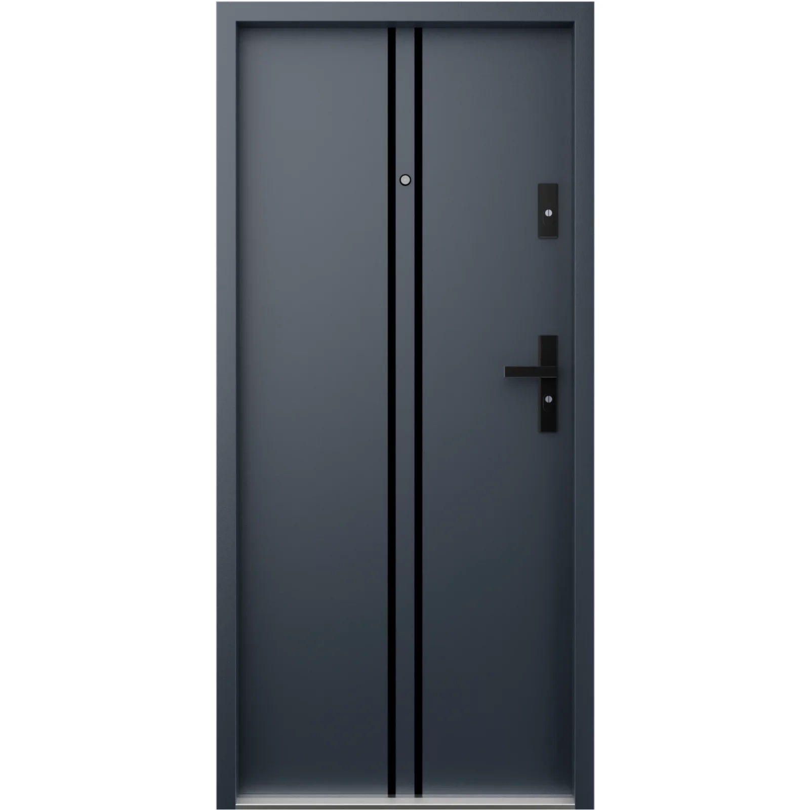 Ekonomiczne drzwi wewnątrzklatkowe wejściowe do mieszkania z klatki schodowej 55 mm stalowe antracyt db703 A7
