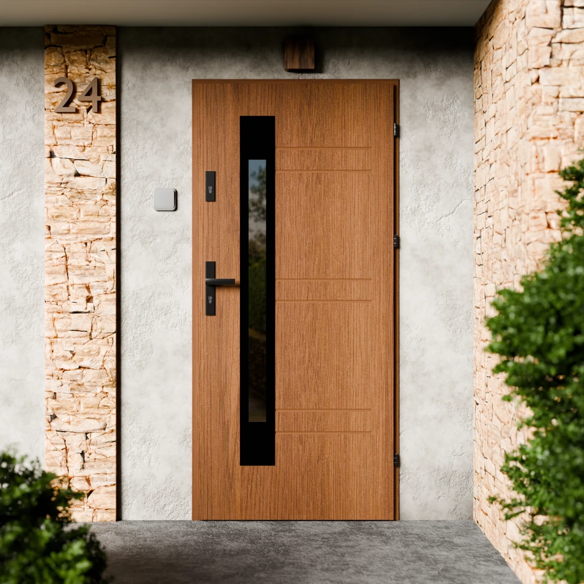 Drzwi zewnętrzne stalowe do domu Weno Black 72mm z klamką czarną energooszczędne Ud=1.3 lustro weneckie szyba mleczna Program Czyste Powietrze