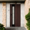 Drzwi zewnętrzne stalowe do domu Sanda Black 72mm z klamką czarną energooszczędne Ud=1.3 lustro weneckie szyba mleczna Program Czyste Powietrze