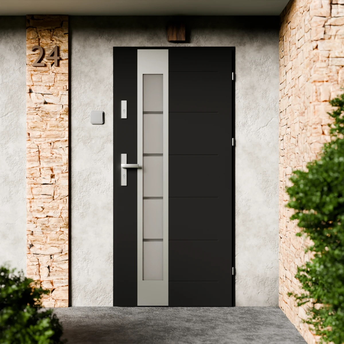 Drzwi zewnętrzne stalowe do domu Sanda Inox 72mm z klamką energooszczędne Ud=1.3 przeszklone lustro weneckie szyba mleczna Program Czyste Powietrze