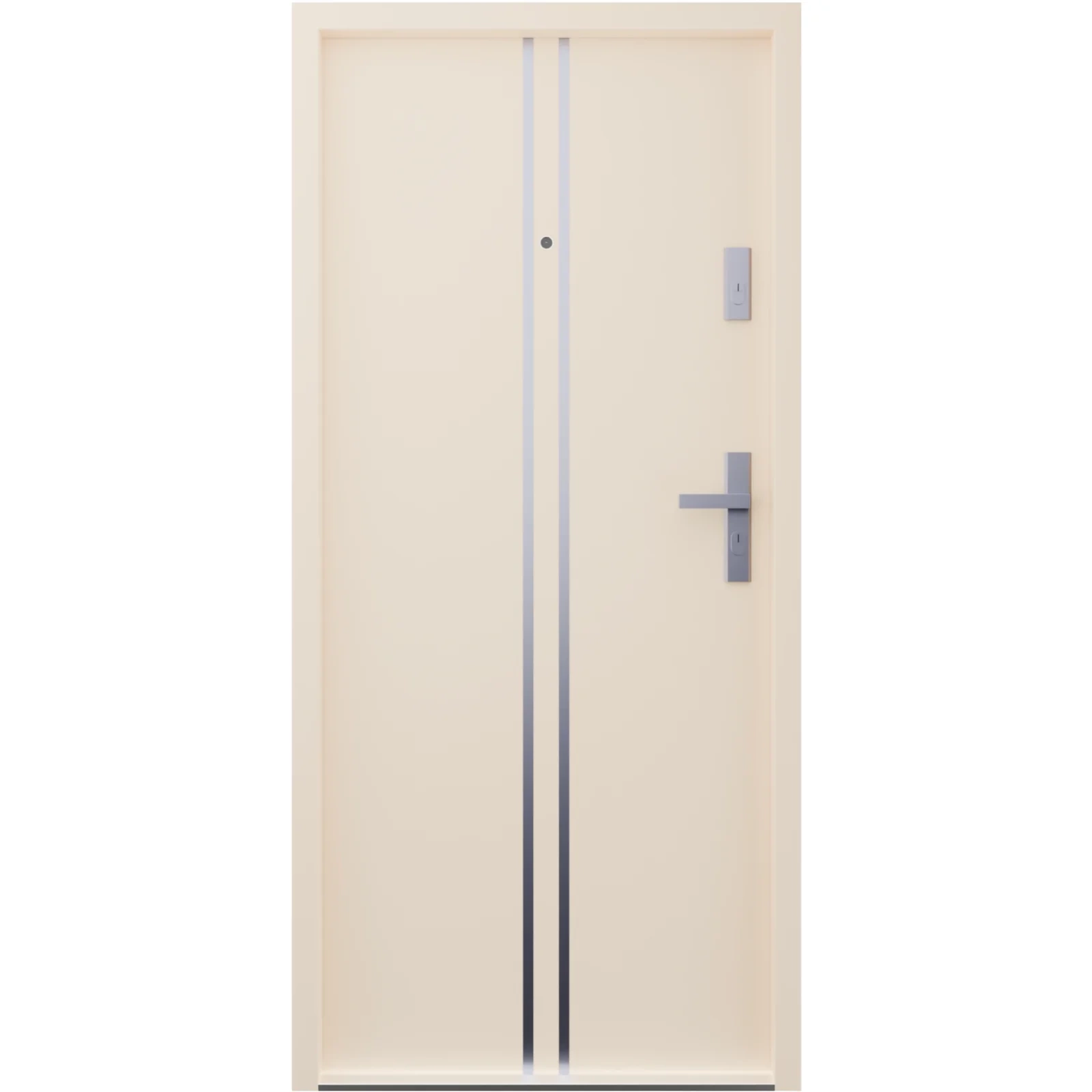 Ekonomiczne drzwi wewnątrzklatkowe wejściowe do mieszkania z klatki schodowej 55 mm stalowe beżowe A7