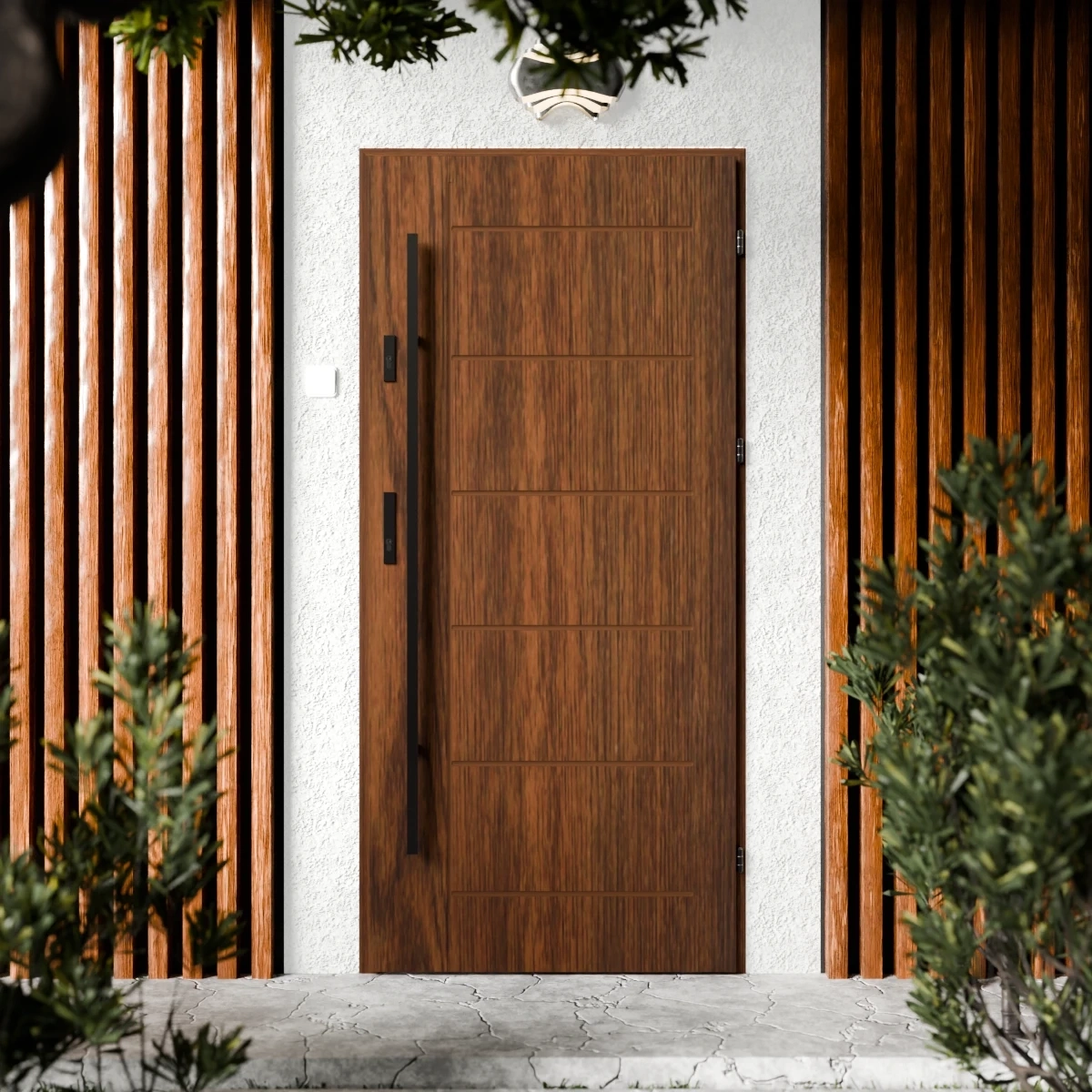 Drzwi zewnętrzne stalowe do domu Basic Black 72mm z antabą/pochwytem energooszczędne Ud=1.3 bez szyby pełne Program Czyste Powietrze