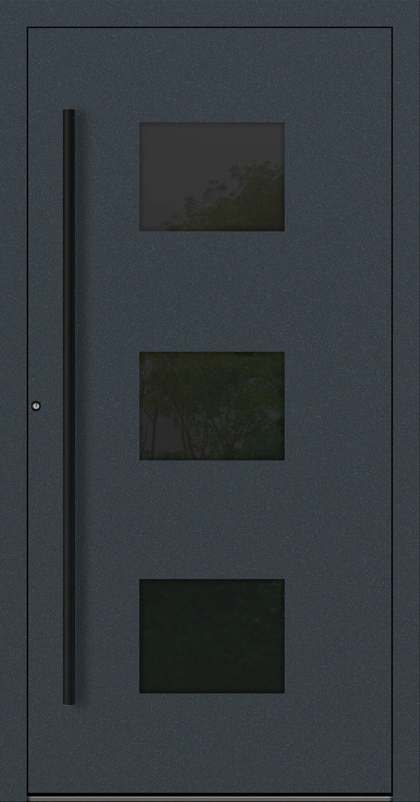 Drzwi zewnętrzne wejściowe domu aluminiowe na wymiar 90mm RC2 pochwyt/antaba Premium KOBBE energooszczędne RAL na zamówienie antracyt ral 7016 M310