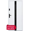 Drzwi zewnętrzne do domu stalowo aluminiowe 68 mm z szybą i czarnymi okuciami ATU68 białe Program Czyste Powietrze M525