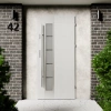 Drzwi zewnętrzne stalowe do domu Sanda Inox 72mm z antabą/pochwytem energooszczędne Ud-1.3 lustro weneckie szyba mleczna Program Czyste Powietrze