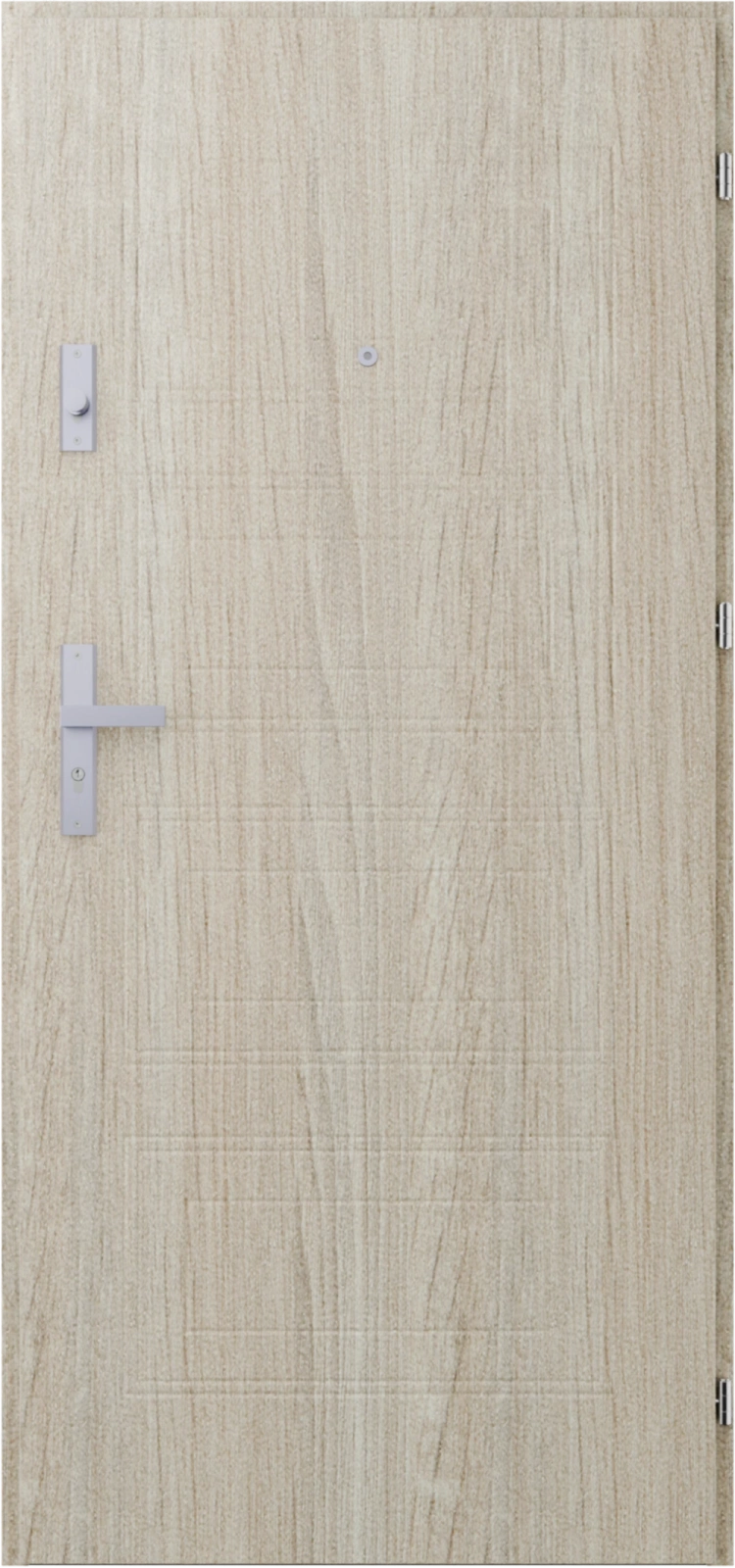 Ekonomiczne drzwi wewnątrzklatkowe wejściowe do mieszkania z klatki schodowej 55 mm stalowe dąb sonoma T34