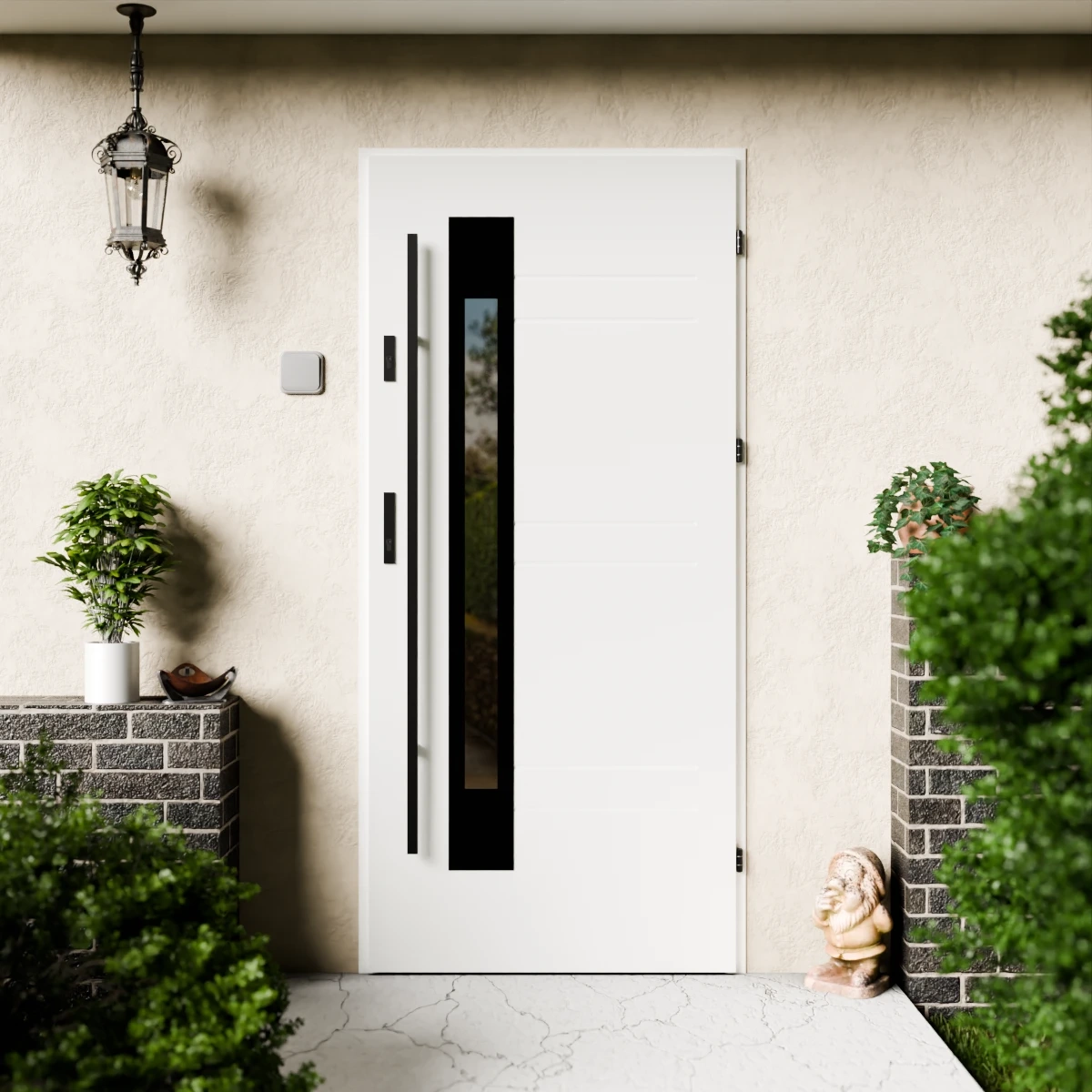 Drzwi zewnętrzne stalowe do domu Weno Black 72mm z antabą/pochwytem energooszczędne Ud=1.3 lustro weneckie szyba mleczna Program Czyste Powietrze