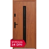 Drzwi zewnętrzne do domu stalowo aluminiowe 68 mm z szybą i czarnymi okuciami ATU68 złoty dąb Program Czyste Powietrze M521
