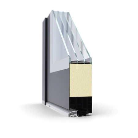 Drzwi zewnętrzne wejściowe 82 mm stalowe z czarną ramą aluminiową DS82 przeszklone z czarnymi okuciami antracyt db703 Program Czyste Powietrze M24