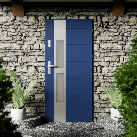 Anda Inox CK drzwi zewnętrzne 72 mm z klamką energooszczędne Ud-1.3 przeszklone lustro weneckie szyba mleczna Program Czyste Powietrze