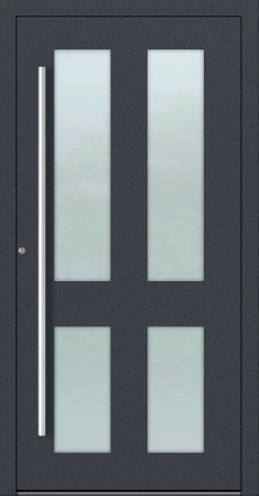 Drzwi wejściowe do domu w zabudowie szeregowej aluminiowe 90 mm RC2 na wymiar Premium Alu pochwyt i klamka inox wiele kolorów model 09