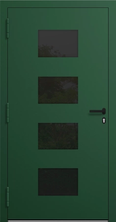 Drzwi zewnętrzne wejściowe domu aluminiowe na wymiar 90mm RC2 pochwyt/antaba Premium KOBBE energooszczędne RAL na zamówienie zielone M311