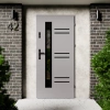 Drzwi zewnętrzne stalowe do domu Pina Black 72mm z klamką czarną energooszczędne Ud=1.3 lustro weneckie szyba mleczna Program Czyste Powietrze