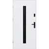 Drzwi zewnętrzne do domu stalowo aluminiowe 68 mm z szybą i czarnymi okuciami ATU68 białe Program Czyste Powietrze M521