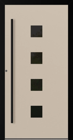 Drzwi zewnętrzne wejściowe domu aluminiowe na wymiar 90mm RC2 czarna ościeżnica Premium KOBBE Ud od 0.8 RAL na zamówienie beżowe M23