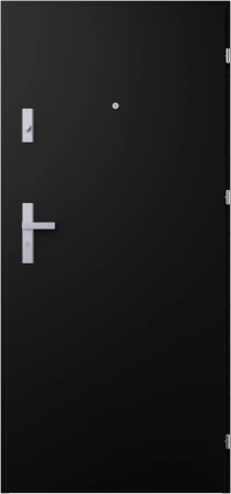 Drzwi wewnątrzklatkowe antywłamaniowe RC3 z Certyfikatem akustyczne wyciszające 47 dB 55 mm stalowe gładkie z klamką inox srebrną czarne G00