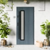 Drzwi zewnętrzne stalowe do domu Tinea Black 72mm z antabą/pochwytem energooszczędne Ud=1.3 lustro weneckie szyba mleczna Program Czyste Powietrze