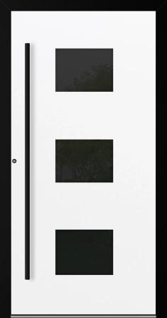 Drzwi zewnętrzne wejściowe domu aluminiowe na wymiar 90mm RC2 czarna ościeżnica Premium KOBBE Ud od 0.8 RAL na zamówienie białe M310