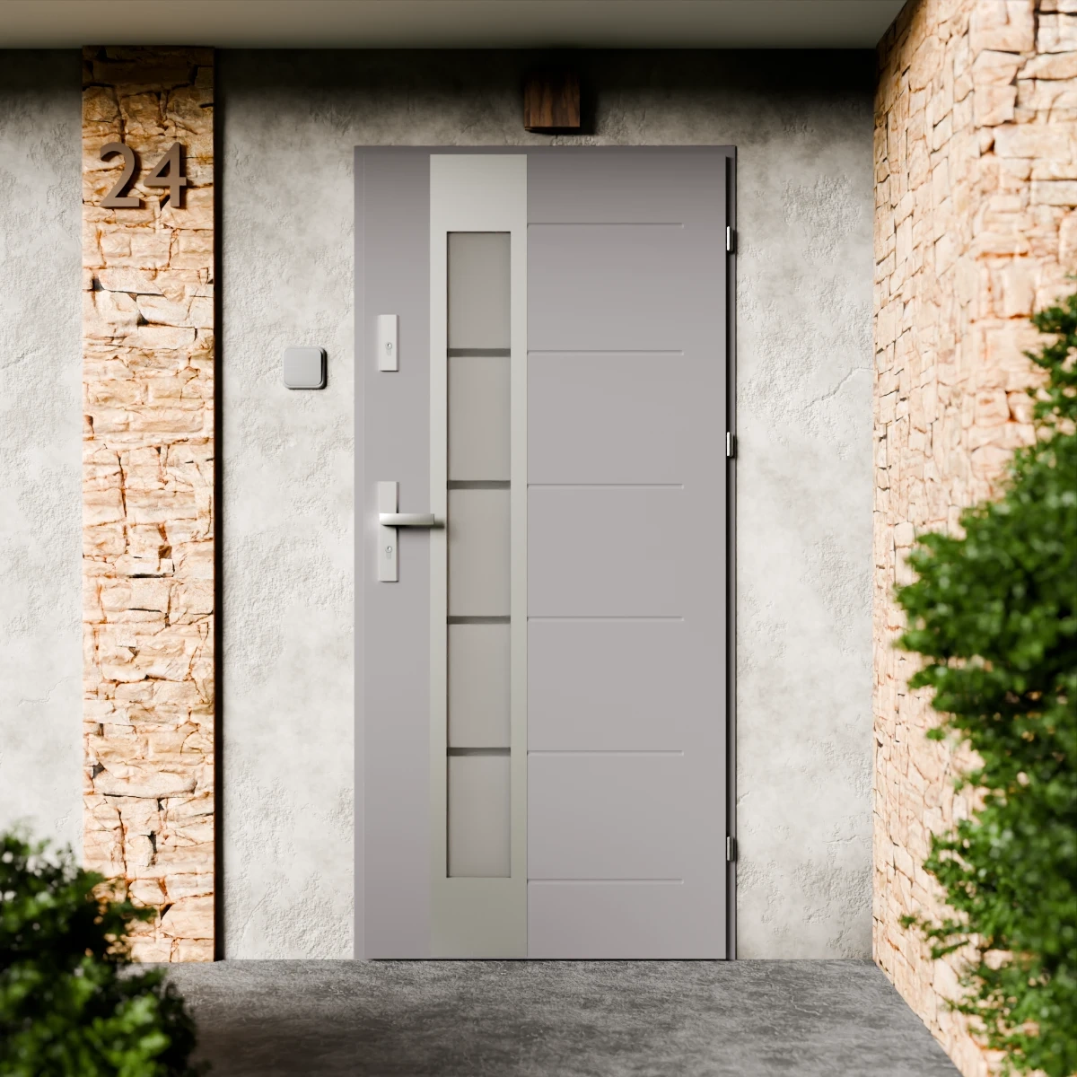 Drzwi zewnętrzne stalowe do domu Sanda Inox 72mm z klamką energooszczędne Ud=1.3 przeszklone lustro weneckie szyba mleczna Program Czyste Powietrze