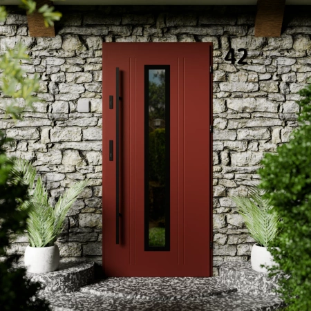 Presto Black CK drzwi zewnętrzne 72 mm z antabą/pochwytem energooszczędne Ud-1.3 przeszklone lustro weneckie szyba mleczna Program Czyste Powietrze