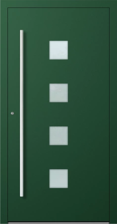 Drzwi zewnętrzne wejściowe domu aluminiowe na wymiar 90mm RC2 pochwyt/antaba Premium KOBBE energooszczędne RAL na zamówienie zielone M03