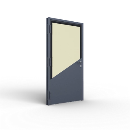 Drzwi zewnętrzne do domu aluminiowe 90 mm RC2 na wymiar klamka i antaba inox Premium Alu P90 energooszczędne z szybą białe M15