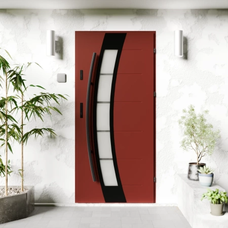 Efekta Black CK drzwi zewnętrzne 72 mm z antabą/pochwytem energooszczędne Ud-1.3 przeszklone lustro weneckie szyba mleczna Program Czyste Powietrze