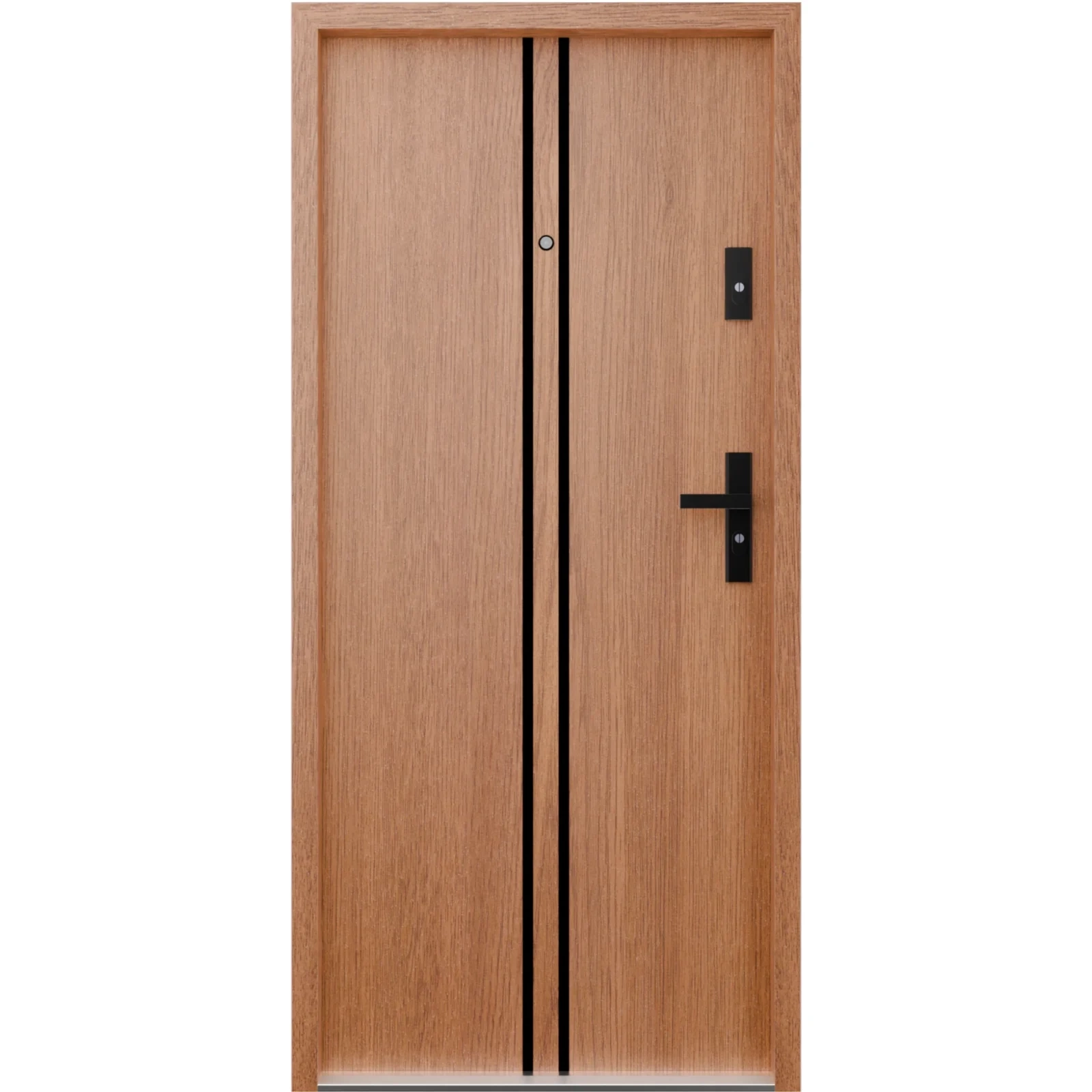 Ekonomiczne drzwi wewnątrzklatkowe wejściowe do mieszkania z klatki schodowej 55 mm stalowe złoty dąb A7