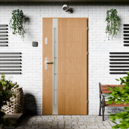 Drzwi zewnętrzne stalowe do domu Toreno Inox 72mm z klamką energooszczędne Ud-1.3 przeszklone lustro weneckie szyba mleczna Program Czyste Powietrze