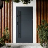 Drzwi zewnętrzne stalowe do domu Basic Black 72mm z antabą/pochwytem energooszczędne Ud=1.3 bez szyby pełne Program Czyste Powietrze