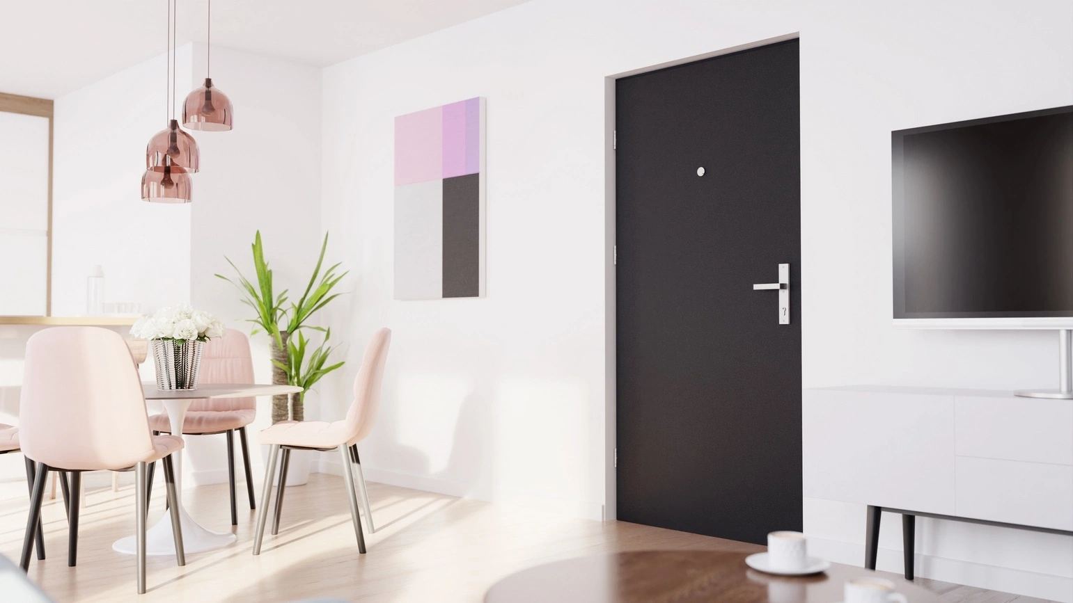 Drzwi wewnątrzklatkowe antywłamaniowe z Certyfikatem w klasie RC3 68mm stalowe akustyczne 44 dB dymoszczelne antracyt db703 M02