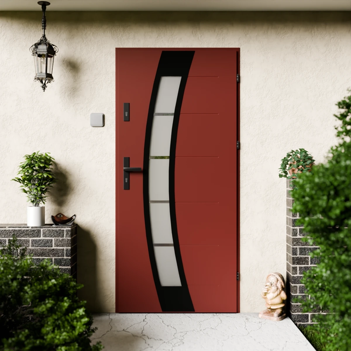 Drzwi zewnętrzne stalowe do domu Efekta Black 72 mm z klamką czarną energooszczędne Ud=1.3 lustro weneckie szyba mleczna Program Czyste Powietrze