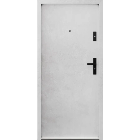 Drzwi wewnątrzklatkowe antywłamaniowe RC3 z Certyfikatem akustyczne wyciszające 47 dB 55 mm stalowe gładkie z klamką czarną beton G00