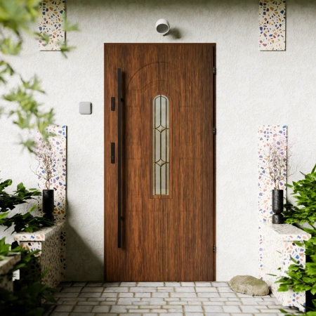 Classico Black CK drzwi zewnętrzne 72 mm z antabą/pochwytem energooszczędne Ud-1.3 przeszklone Program Czyste Powietrze