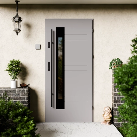 Weno Black CK drzwi zewnętrzne 72 mm z antabą/pochwytem energooszczędne Ud-1.3 przeszklone lustro weneckie szyba mleczna Program Czyste Powietrze