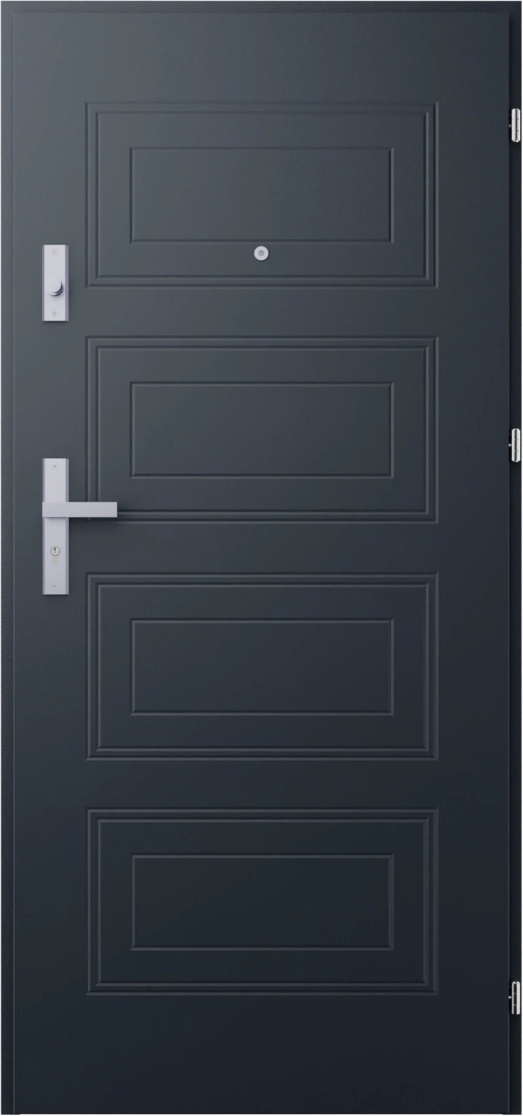 Ekonomiczne drzwi wewnątrzklatkowe wejściowe do mieszkania z klatki schodowej 55 mm stalowe antracyt db703 T34