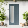 Drzwi zewnętrzne stalowe do domu Tinea Inox 72mm z antabą/pochwytem energooszczędne Ud=1.3 lustro weneckie szyba mleczna Program Czyste Powietrze