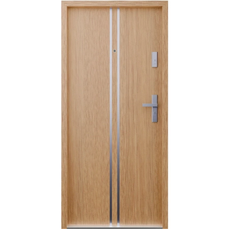 Drzwi wewnątrzklatkowe akustyczne wyciszające 47 dB antywłamaniowe RC3 55 mm stalowe z klamką inox srebrną i aplikacjami winchester A7