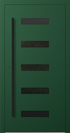 Drzwi zewnętrzne wejściowe domu aluminiowe na wymiar 90mm RC2 pochwyt/antaba Premium KOBBE energooszczędne RAL na zamówienie zielone M31