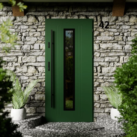 Presto Black CK drzwi zewnętrzne 72 mm z antabą/pochwytem energooszczędne Ud-1.3 przeszklone lustro weneckie szyba mleczna Program Czyste Powietrze