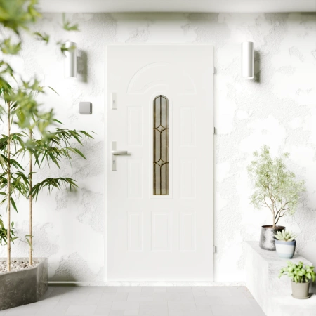 Classico Inox CK drzwi zewnętrzne 72 mm z klamką energooszczędne Ud-1.3 przeszklone Program Czyste Powietrze