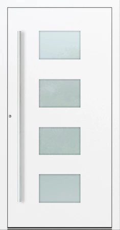 Drzwi zewnętrzne wejściowe domu aluminiowe na wymiar 90mm RC2 pochwyt/antaba Premium KOBBE energooszczędne RAL na zamówienie białe M211