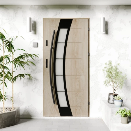 Efekta Black CK drzwi zewnętrzne 72 mm z antabą/pochwytem energooszczędne Ud-1.3 przeszklone lustro weneckie szyba mleczna Program Czyste Powietrze