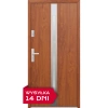 Drzwi zewnętrzne do domu stalowo aluminiowe 68 mm z szybą i okuciami inox ATU68 złoty dąb Program Czyste Powietrze M505