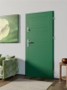 Ekonomiczne drzwi wewnątrzklatkowe wejściowe do mieszkania z klatki schodowej 55 mm stalowe zielone T34